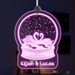 Personalized Name Love Snow Globe Swans LED Acrylic Ornament Front