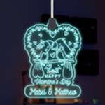 Personalized Couple Illustration Valentine Day Names Any Text LED Acrylic Ornament LED Acrylic Ornament Front