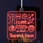 Personalized I Love You So Much Valentine Day Names Any Text LED Acrylic Ornament LED Acrylic Ornament Front