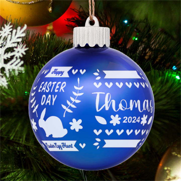 Personalized Easter Day Rabbit Egg Name LED Glass Sphere Ornament