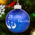 Personalized Swan Couple Valentine Name LED Glass Sphere Ornament Back