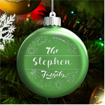 Personalized Family Name LED Glass Round Ornament Front