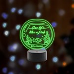 Personalized Text Fish Tank Remote LED Acrylic Message Display (Black Round Stand)  Front