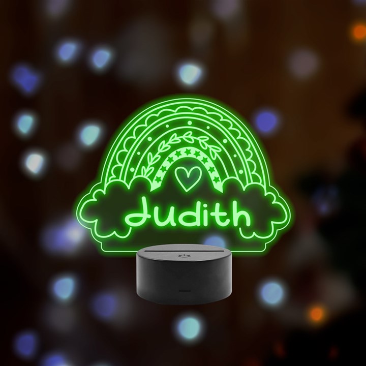 Personalized Rainbow Name Remote LED Acrylic Message Display (Black Round Stand) 