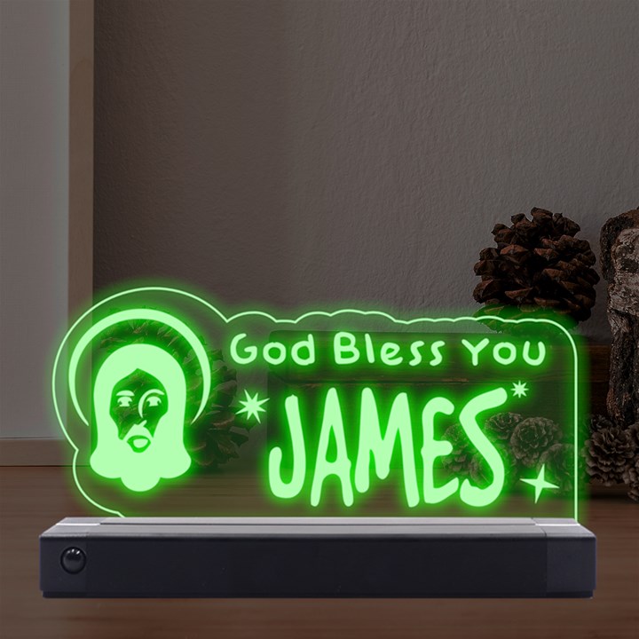 Personalized Name God Bless You LED Acrylic Message Display