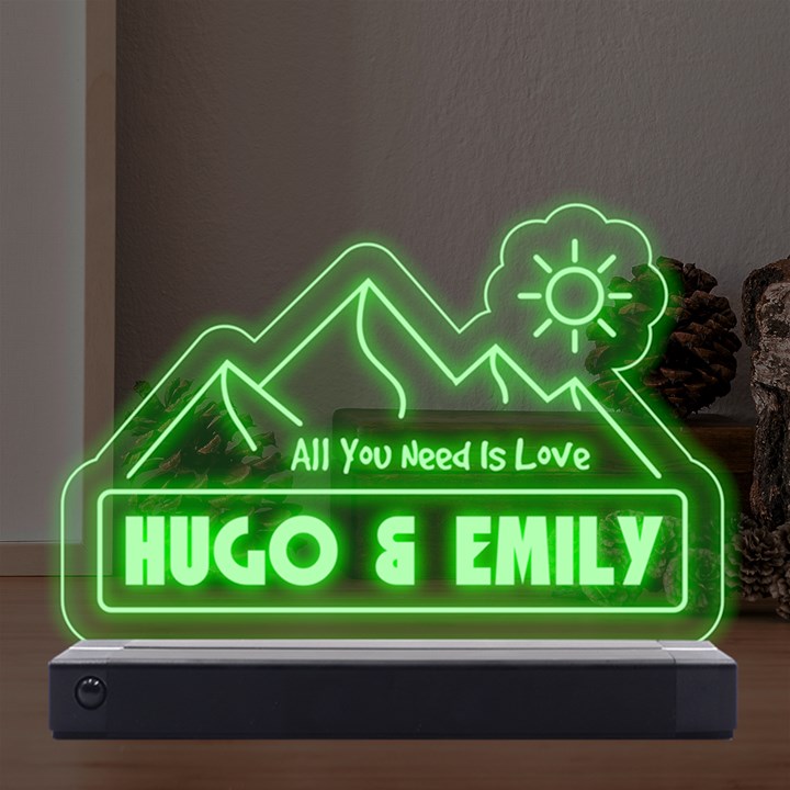 Personalized Mountain Graphic LED Acrylic Message Display