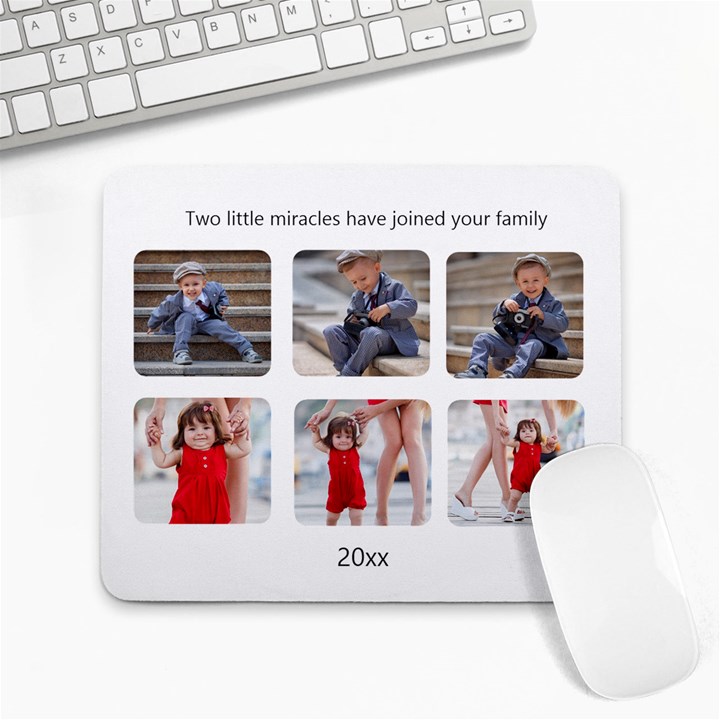 Two Little Miracles Photo Collage Large Mousepad
