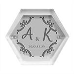 Personalized Wedding Hexagon Wood Jewelry Box Front