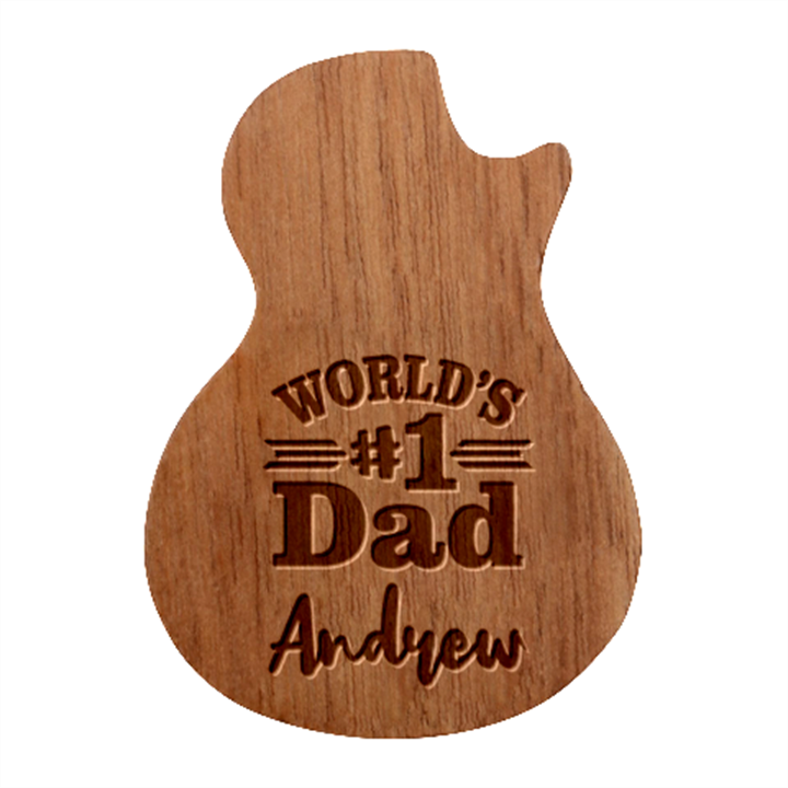 Personalized World Number 1 Dad Name Guitar Picks Set Guitar Shape Wood Guitar Pick Holder Case And Picks Set