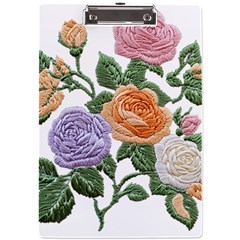 Embroidery Roses Floral Design A4 Acrylic Clipboard