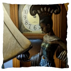 Clock And Lady Large Cushion Case (one Side)