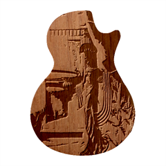 Lady Guitar Shape Wood Guitar Pick Holder Case And Picks Set
