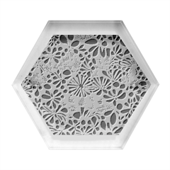 Retro Scandinavian Nordic Flowers Pattern 5 Hexagon Wood Jewelry Box