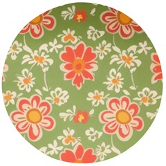 Retro 40s 50s Mexico Flowers Pattern 3 Wooden Bottle Opener (round)