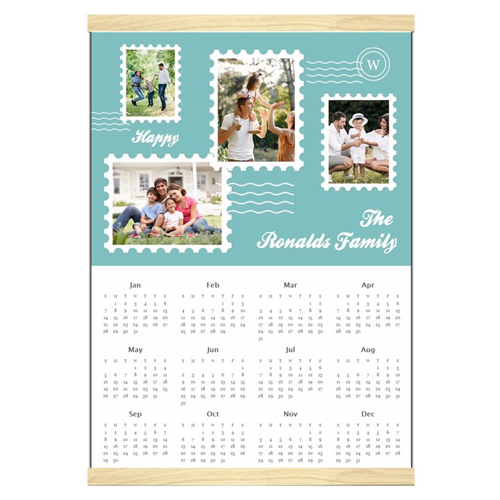Personalized Family Name Canvas Yearly Calendar 16  x 22 