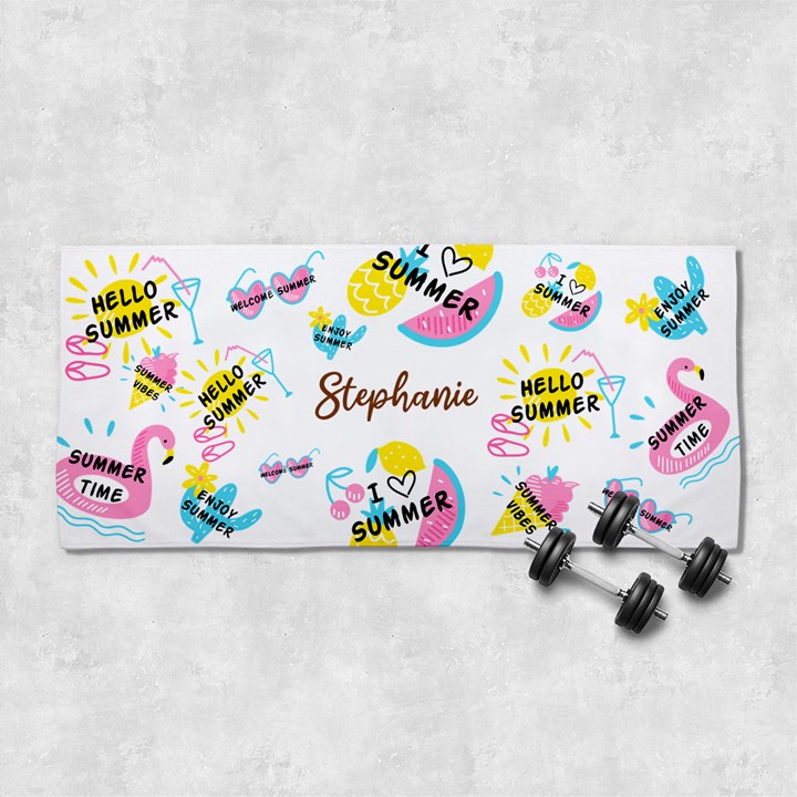 Custom Summer Vibes Name Any Text 29 X13  Super Absorbent Gym Sports Towel