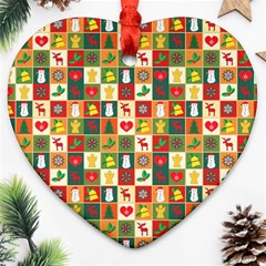Template Christmas Pattern Heart Ornament (two Sides)