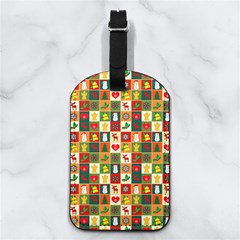 Template Christmas Pattern Nappa Leather Luggage Tag Rectangle