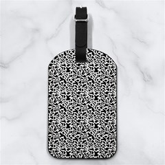 Black White Giraffe Pattern Nappa Leather Luggage Tag Rectangle