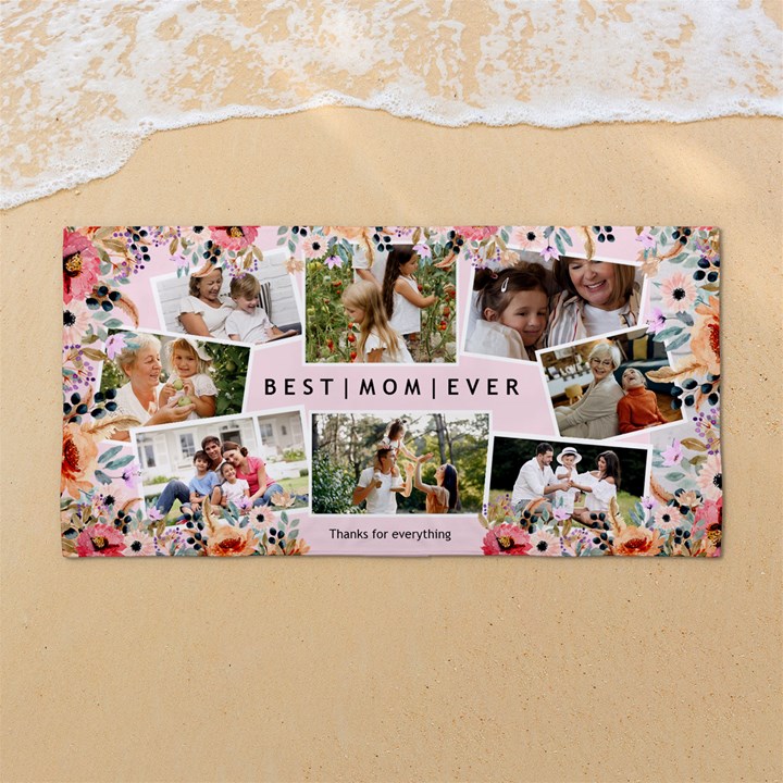 Custom Best Mom Ever Photo Any Text 54 X27  Super Absorbent Beach Towel	