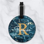 Custom Initial Name Any Text Nappa Leather Luggage Tag Round Back