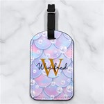 Pearl Mermaid Pattern Any Text Name Nappa Leather Luggage Tag Rectangle Front