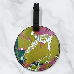 Colorwoven Abstract Print Nappa Leather Luggage Tag Round