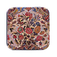 Abstract Flowers Square Metal Box (black)