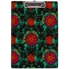 Mid Century Retro Floral 1970s 1960s Pattern 72 A4 Acrylic Clipboard