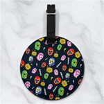 Custom Wrestler Pattern Name Any Text Nappa Leather Luggage Tag Round Front
