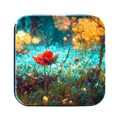 Flowers Detail Painting Nature Square Metal Box (black)