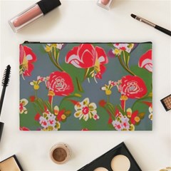 Mid Century Retro Floral 1970s 1960s Pattern 83 Cosmetic Bag (large)