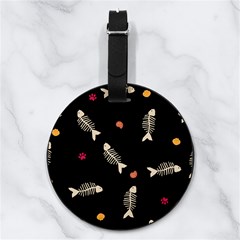 Pattern Design Seamless Fishbone Nappa Leather Luggage Tag Round