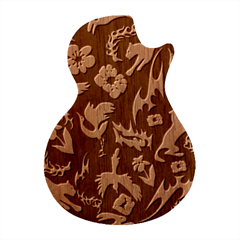 Pattern Design Seamless Texture Guitar Shape Wood Guitar Pick Holder Case And Picks Set