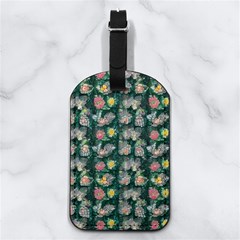 Mid Century Retro Floral 1970s 1960s Pattern 62 Nappa Leather Luggage Tag Rectangle