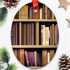 Books Bookshelves Office Fantasy Background Artwork Book Cover Apothecary Book Nook Literature Libra Ornament (oval)
