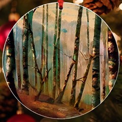 Woodland Woods Forest Trees Nature Outdoors Mist Moon Background Artwork Book Uv Print Acrylic Ornament Round