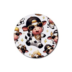 Dancing Cow Coaster Rubber Coaster (round)