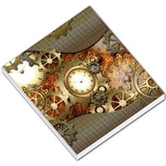 Steampunk, Wonderful Steampunk Design With Clocks And Gears In Golden Desing Small Memo Pads