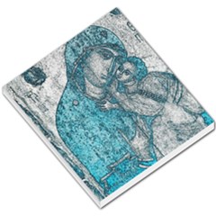 Mother Mary And Infant Jesus Christ  Blue Portrait Old Vintage Drawing Small Memo Pads