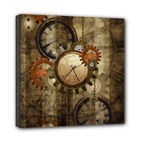 Wonderful Steampunk Design With Clocks And Gears Mini Canvas 8  X 8 