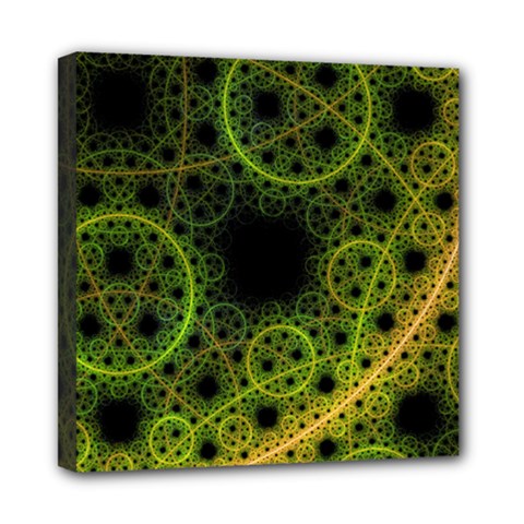 Abstract Circles Yellow Black Mini Canvas 8  X 8 