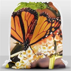 Monarch Butterfly Nature Orange Drawstring Bag (large)