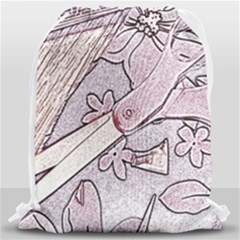 Newspaper Patterns Cutting Up Fabric Drawstring Bag (large)