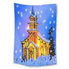 Winter Church Large Tapestry