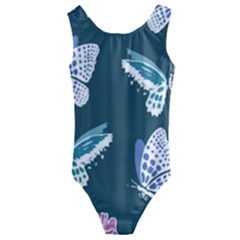 Butterfly Pattern Dead Death Rose Kids  Cut-out Back One Piece Swimsuit
