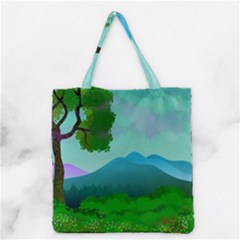 Landscape Illustration Nature Tree Grocery Tote Bag
