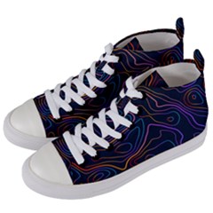 Topographic Colorful Contour Illustration Background Women s Mid-top Canvas Sneakers