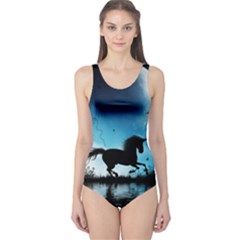 Wonderful Unicorn Silhouette In The Night One Piece Swimsuit