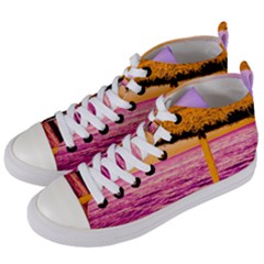 Pop Art Beach Umbrella  Women s Mid-top Canvas Sneakers